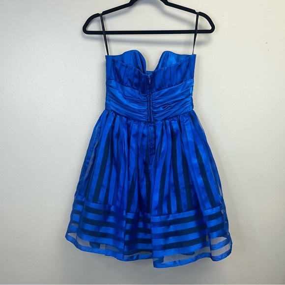 Betsey Johnson Size 6 Vibrant Blue Satin Dress Fit & Flare 80s 90s Hoco Prom - Picture 10 of 13